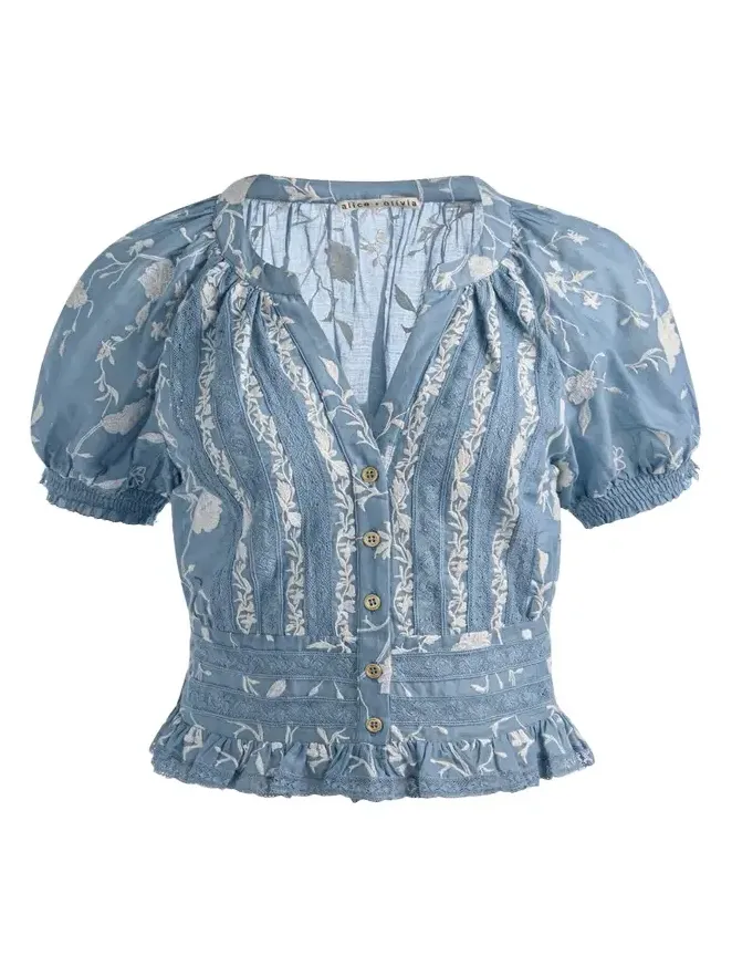 Kathryn Embroidered Short-Sleeve Blouse