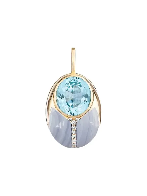 Mason and Books 14K Big Love Bug Pendant with Blue Topaz and Agate