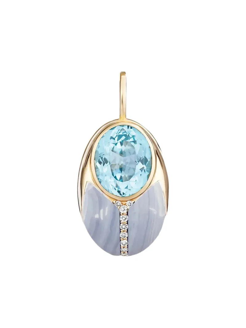 Mason and Books 14K Big Love Bug Pendant with Blue Topaz and Agate