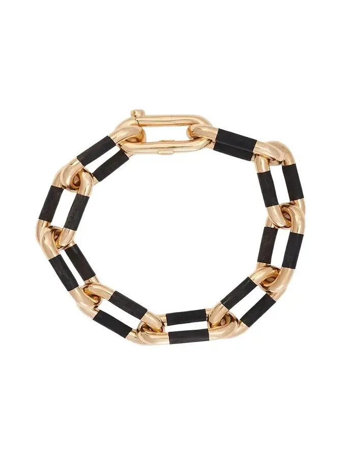 18K Yellow Gold Ebony Oval Link Bracelet 18K Yellow Gold Ebony Oval Link Bracelet