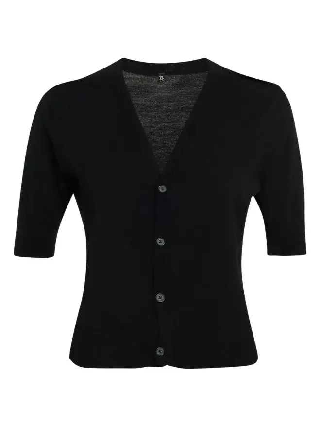 Elbow-Sleeve Split-Hem Wool Sweater
