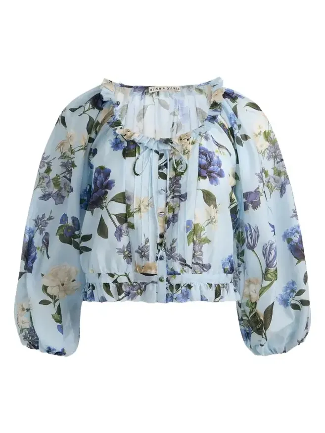 McLaine Cropped Button-Front Blouse