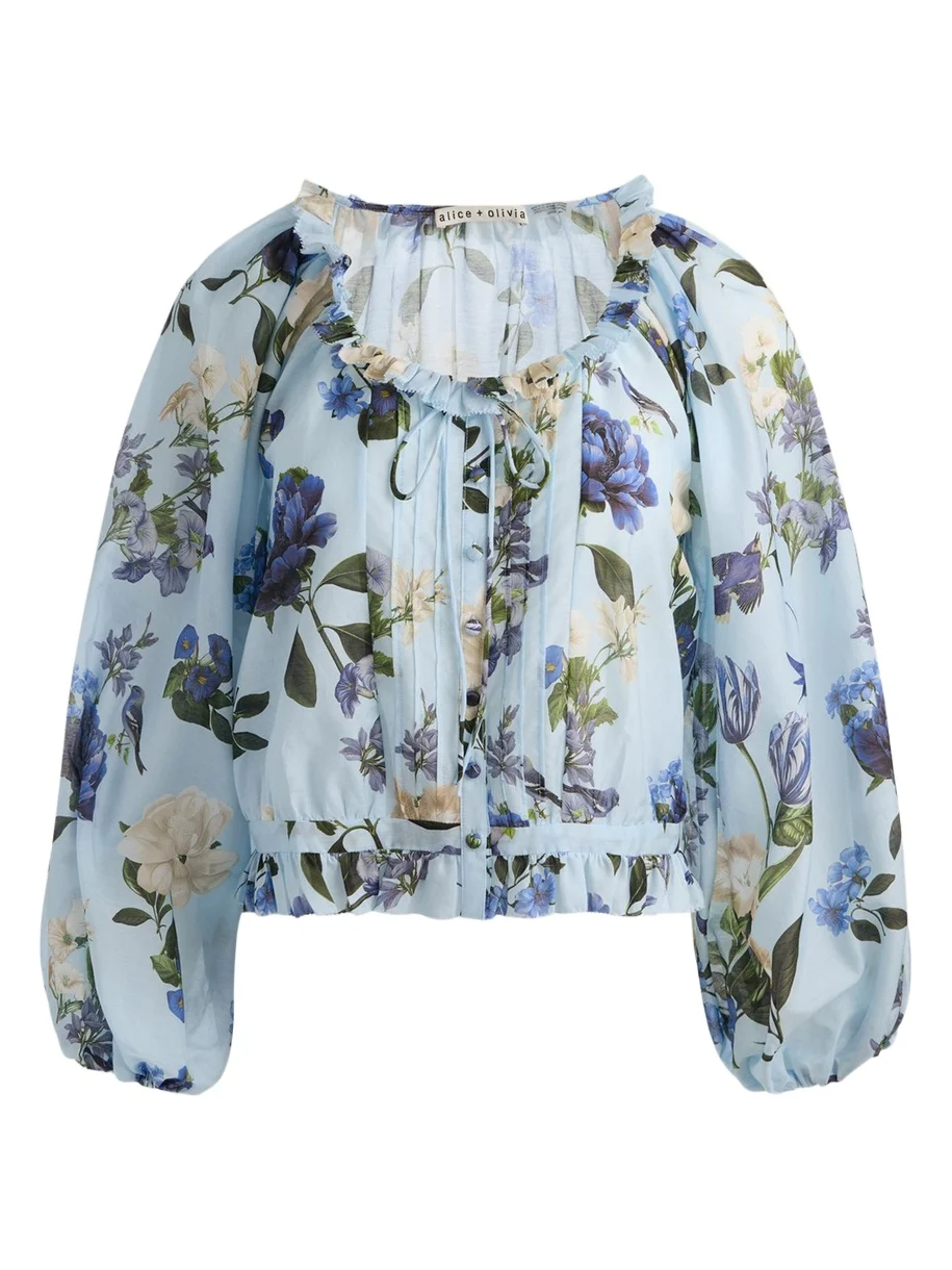 McLaine Cropped Button-Front Blouse