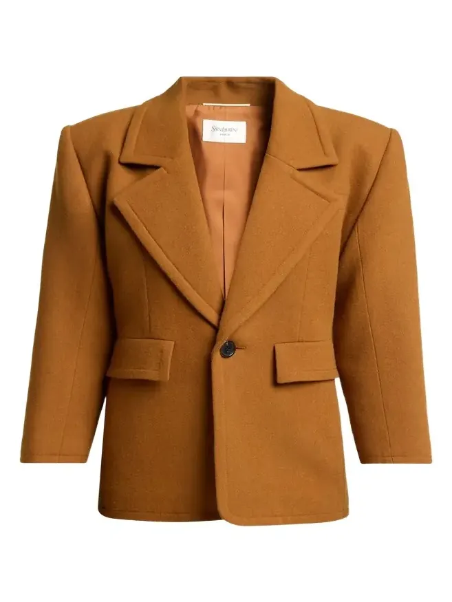 Brushed Wool Single-Breasted Jacket
