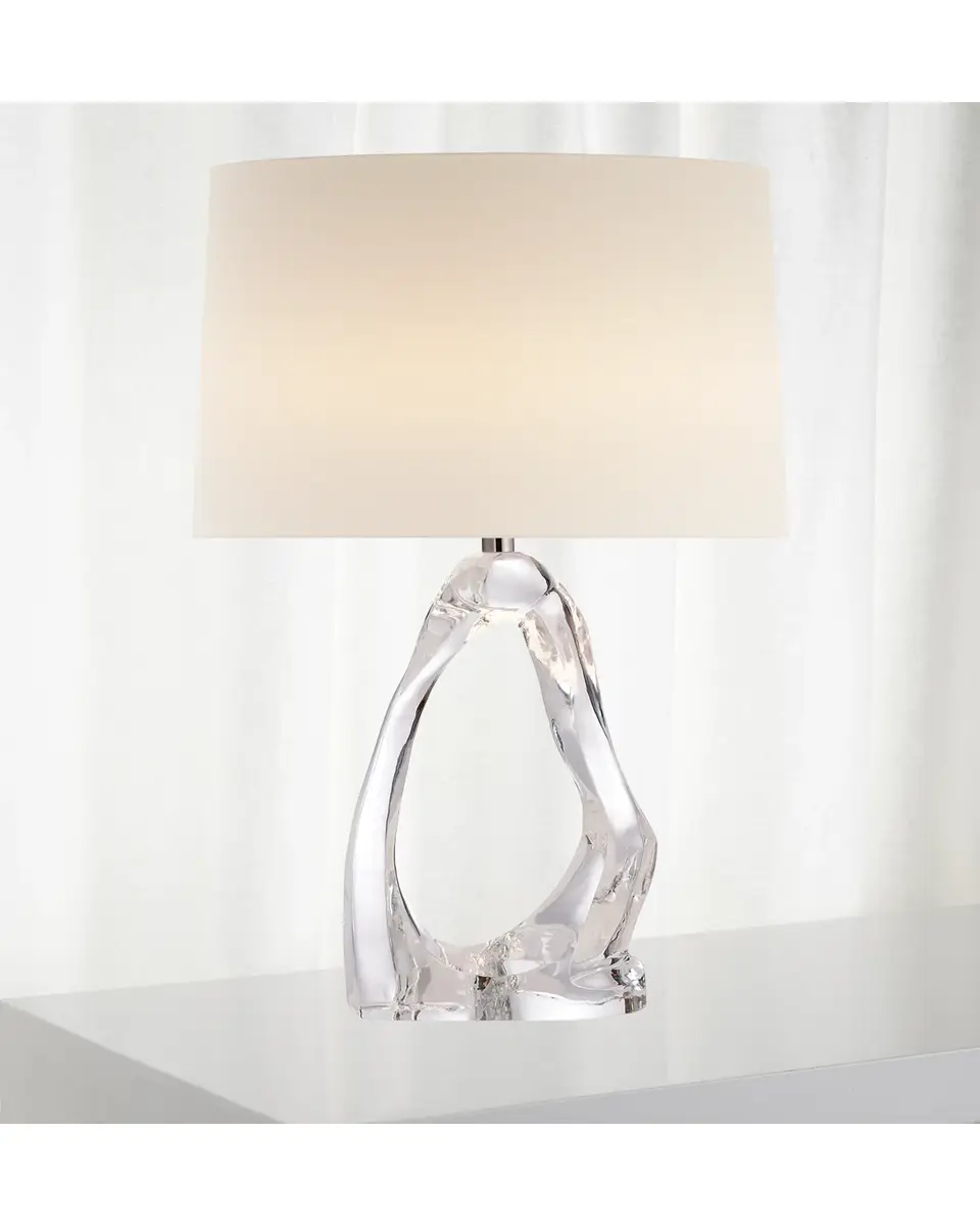 Visual Comfort Signature Cannes Clear Glass Table Lamp with Linen Shade | Thumbnail 2 Visual Comfort Signature Cannes Clear Glass Table Lamp with Linen Shade | Thumbnail 2