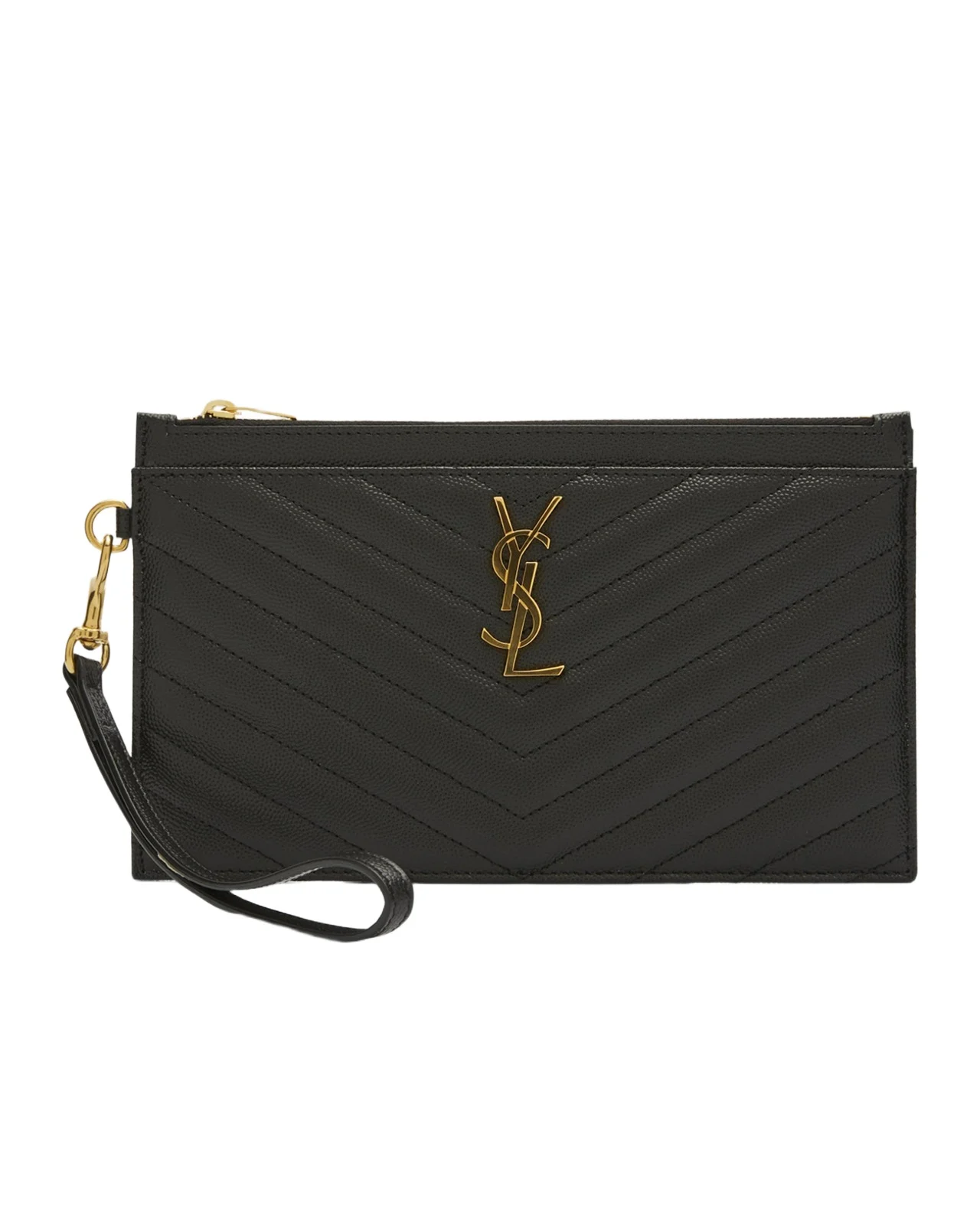 Saint Laurent YSL Monogram Large Bill Pouch in Grained Leather