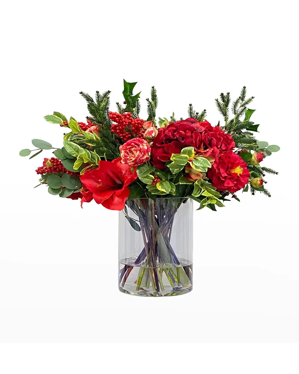 Winward Home Faux Camellia Amaryllis Floral Arrangement in Vase | Thumbnail 2