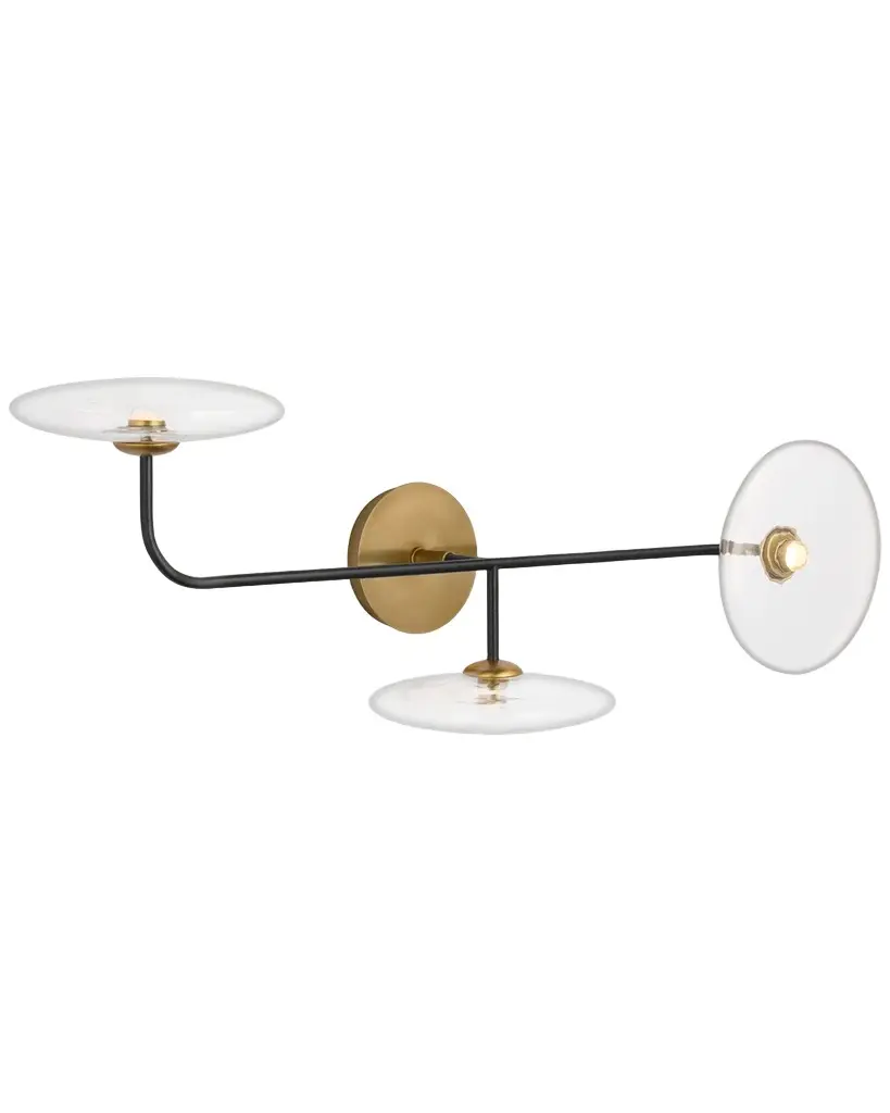 Visual Comfort Signature Calvino Large Arched Sconce In Aged Iron And Hand-Rubbed Antique Brass With Clear Glass By Ian K. Fowler | Image 1 Visual Comfort Signature Calvino Large Arched Sconce In Aged Iron And Hand-Rubbed Antique Brass With Clear Glass By Ian K. Fowler | Image 1