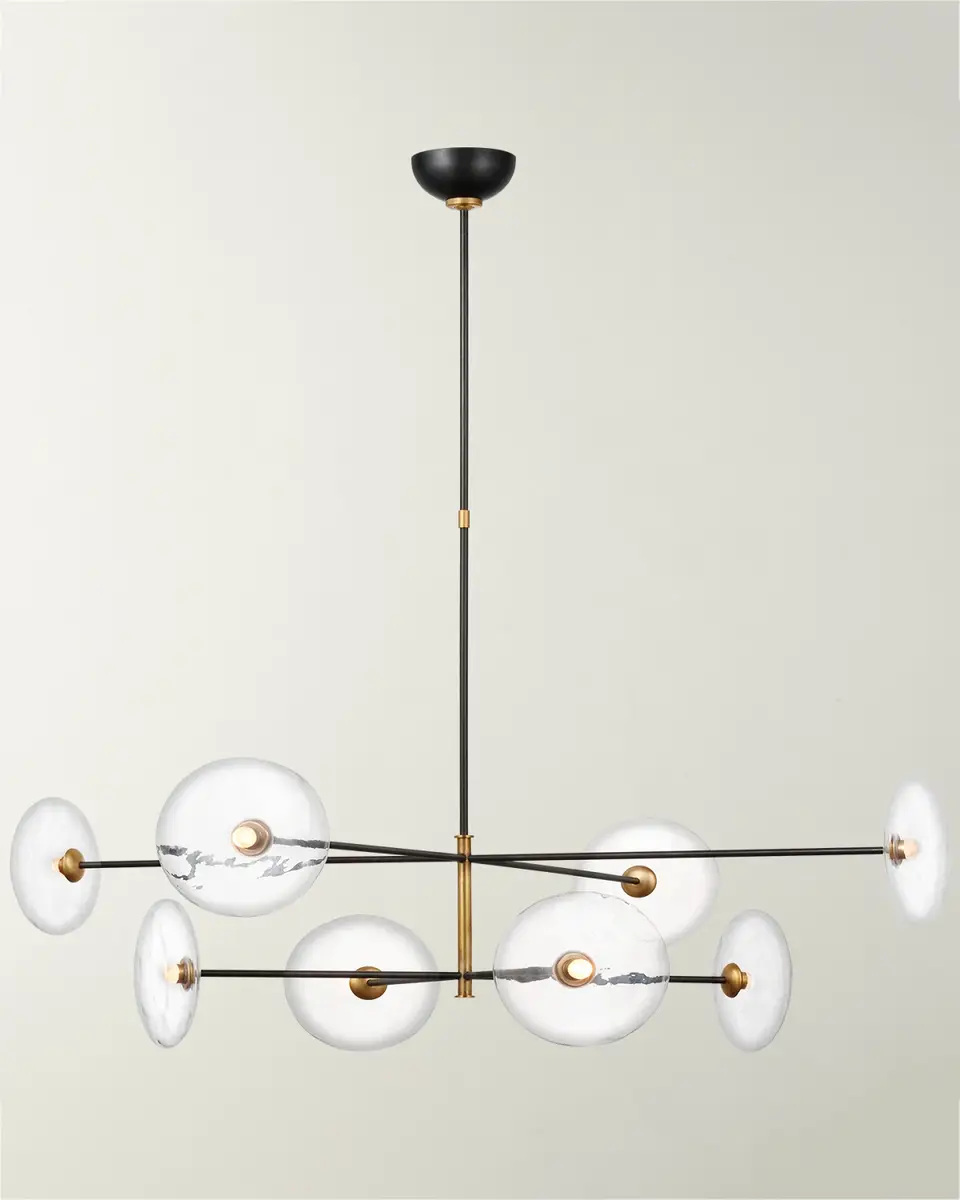 Visual Comfort Signature Calvino X-Large Radial Chandelier In Aged Iron And Hand-Rubbed Antique Brass With Clear Glass By Ian K. Fowler | Thumbnail 2 Visual Comfort Signature Calvino X-Large Radial Chandelier In Aged Iron And Hand-Rubbed Antique Brass With Clear Glass By Ian K. Fowler | Thumbnail 2