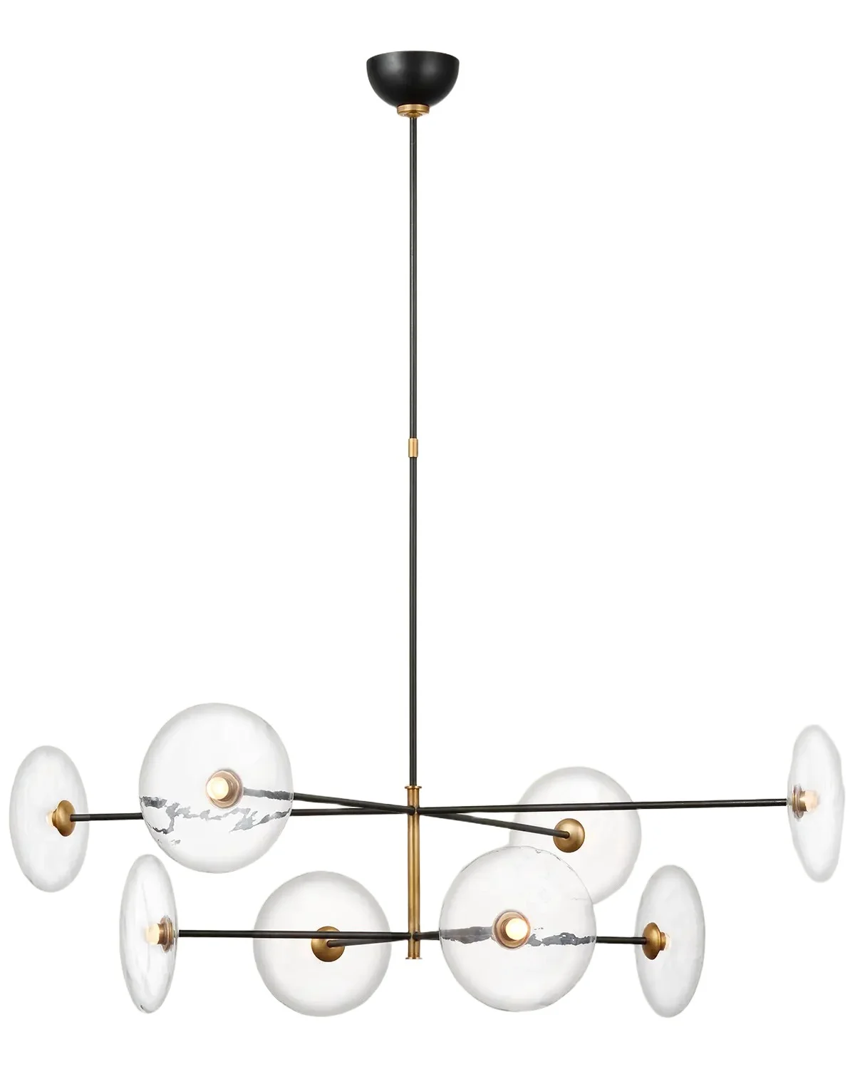Visual Comfort Signature Calvino X-Large Radial Chandelier In Aged Iron And Hand-Rubbed Antique Brass With Clear Glass By Ian K. Fowler