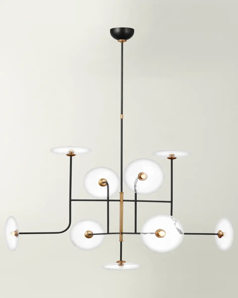 Visual Comfort Signature Calvino X-Large Arched Chandelier In Aged Iron And Hand-Rubbed Antique Brass With Clear Glass By Ian K. Fowler | Thumbnail 2 Visual Comfort Signature Calvino X-Large Arched Chandelier In Aged Iron And Hand-Rubbed Antique Brass With Clear Glass By Ian K. Fowler | Thumbnail 2