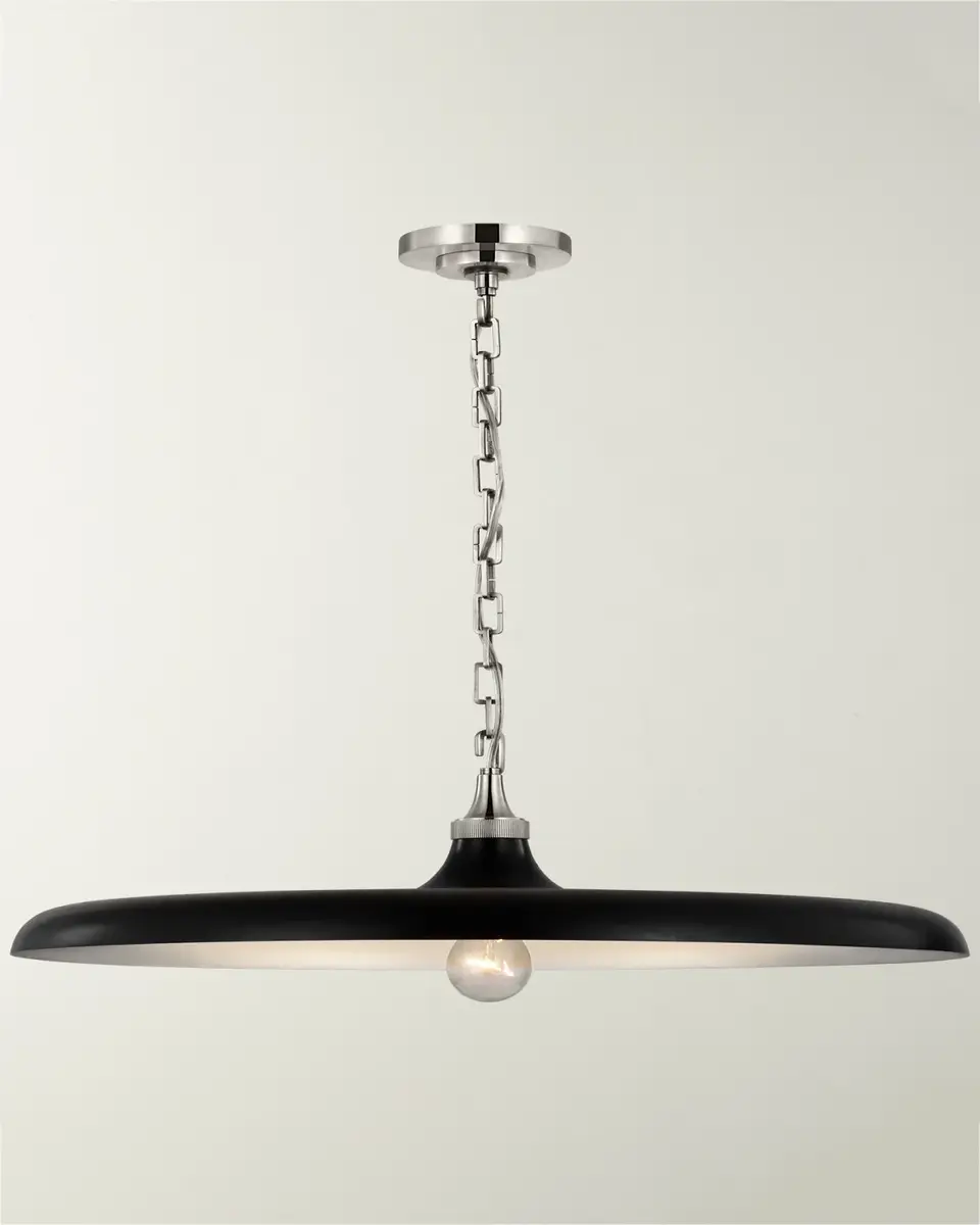 Visual Comfort Signature Piatto Large Pendant In Hand-Rubbed Antique Brass With Aged Iron Shade By Thomas O 'Brien | Thumbnail 2 Visual Comfort Signature Piatto Large Pendant In Hand-Rubbed Antique Brass With Aged Iron Shade By Thomas O 'Brien | Thumbnail 2