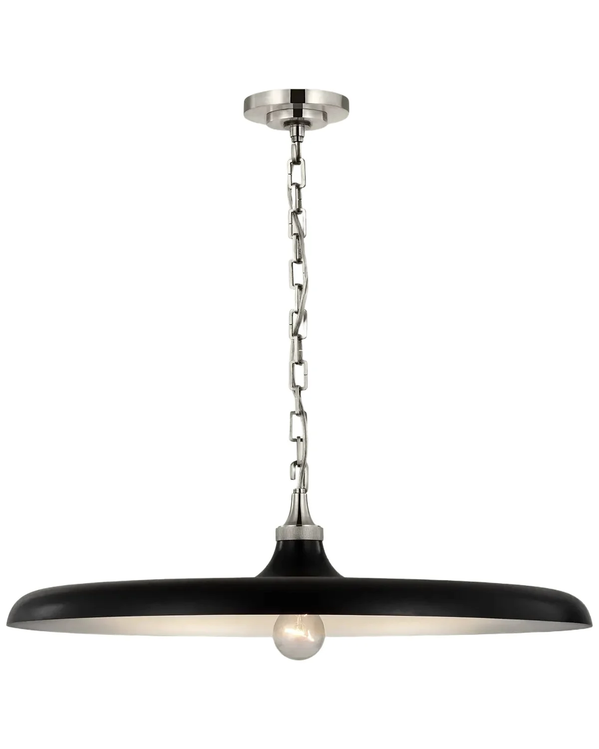 Visual Comfort Signature Piatto Large Pendant In Hand-Rubbed Antique Brass With Aged Iron Shade By Thomas O 'Brien