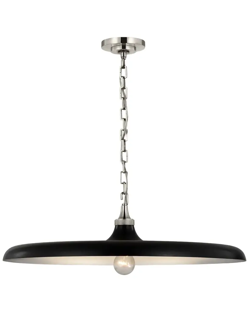 Visual Comfort Signature Piatto Large Pendant In Hand-Rubbed Antique Brass With Aged Iron Shade By Thomas O 'Brien | Image 1 Visual Comfort Signature Piatto Large Pendant In Hand-Rubbed Antique Brass With Aged Iron Shade By Thomas O 'Brien | Image 1