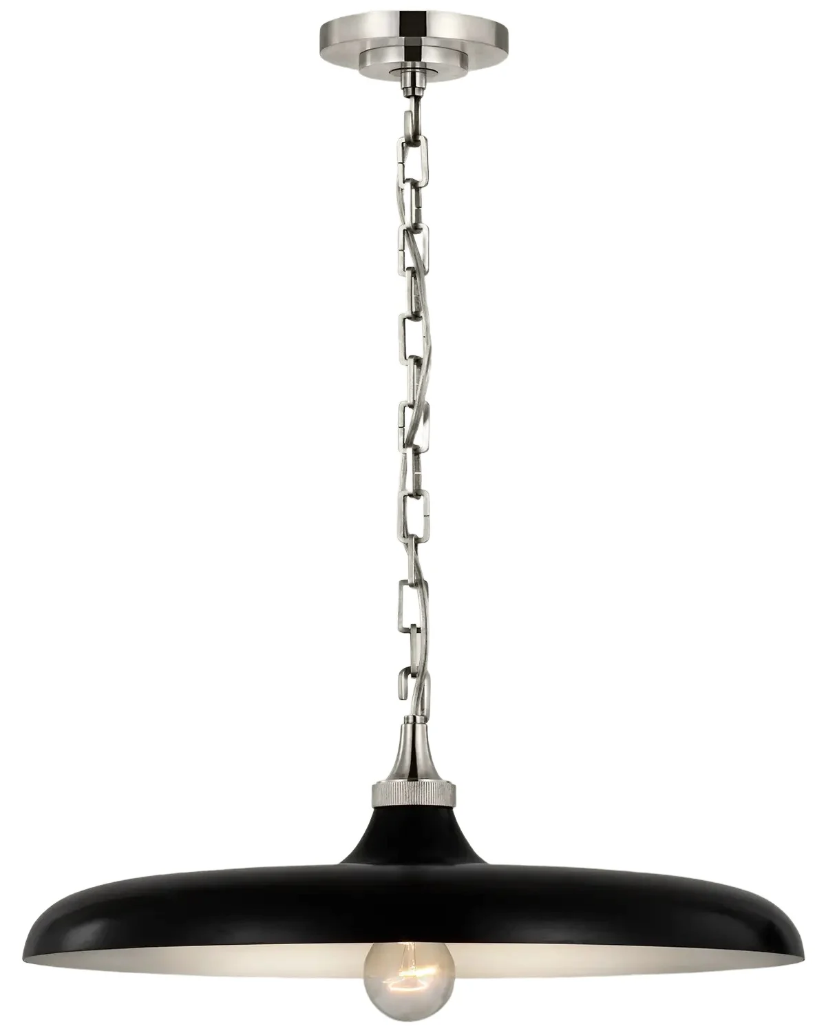 Visual Comfort Signature Piatto Medium Pendant In Hand-Rubbed Antique Brass With Aged Iron Shade By Thomas O 'Brien