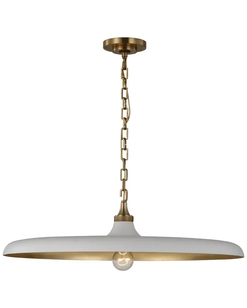 Visual Comfort Signature Piatto Large Pendant In Hand-Rubbed Antique Brass With Plaster White Shade By Thomas O 'Brien | Image 1 Visual Comfort Signature Piatto Large Pendant In Hand-Rubbed Antique Brass With Plaster White Shade By Thomas O 'Brien | Image 1