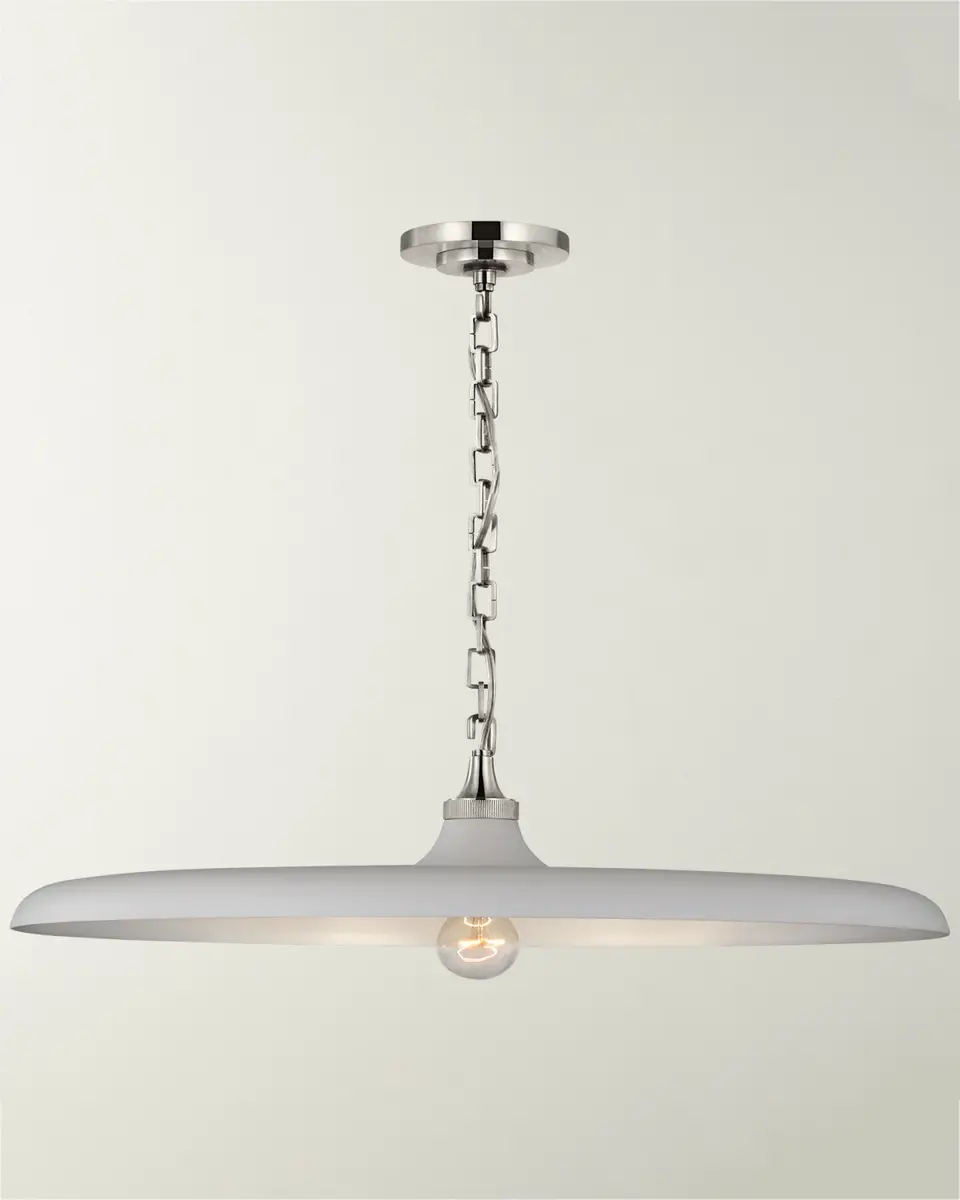 Visual Comfort Signature Piatto Large Pendant In Hand-Rubbed Antique Brass With Plaster White Shade By Thomas O 'Brien | Thumbnail 2 Visual Comfort Signature Piatto Large Pendant In Hand-Rubbed Antique Brass With Plaster White Shade By Thomas O 'Brien | Thumbnail 2