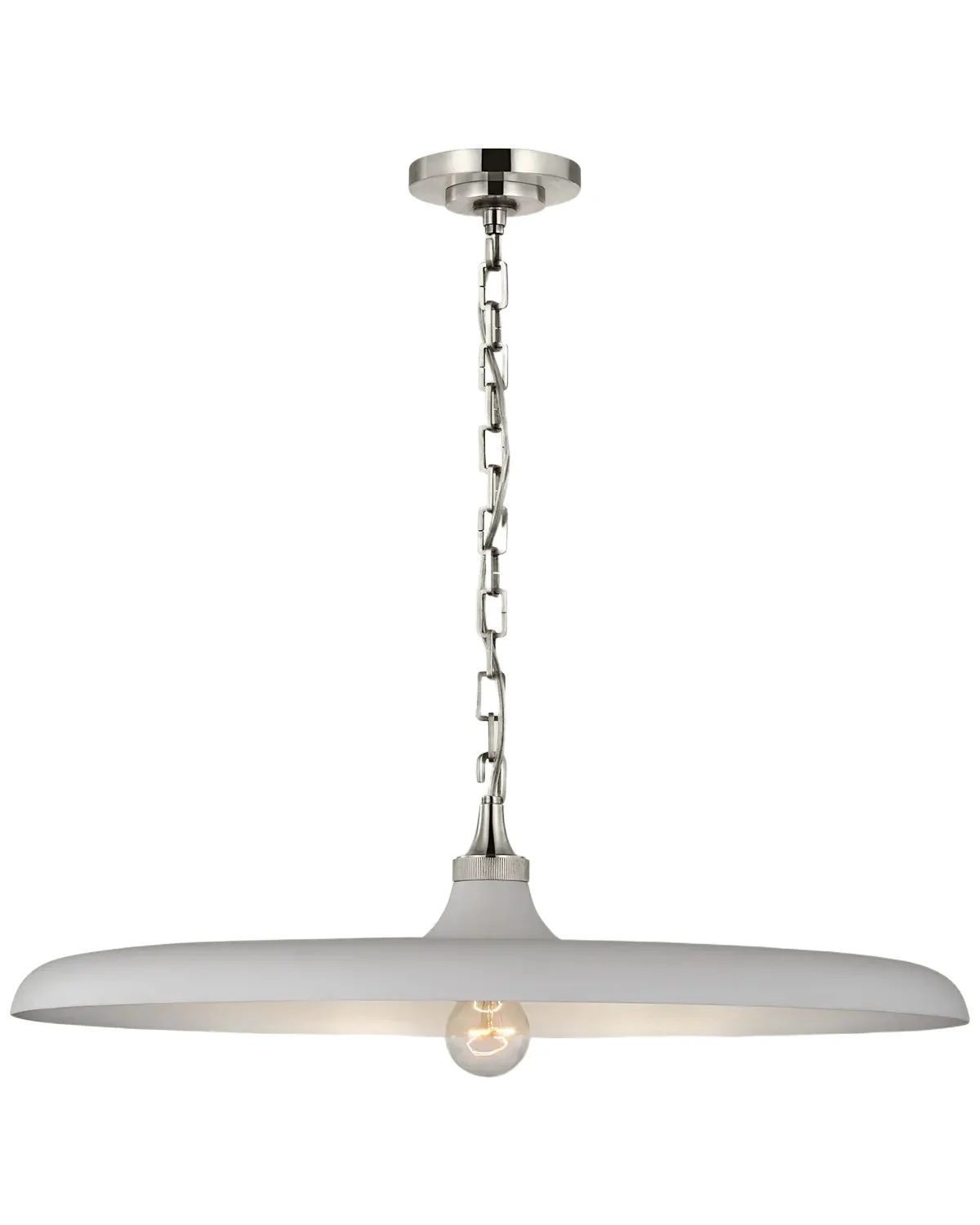 Visual Comfort Signature Piatto Large Pendant In Hand-Rubbed Antique Brass With Plaster White Shade By Thomas O 'Brien