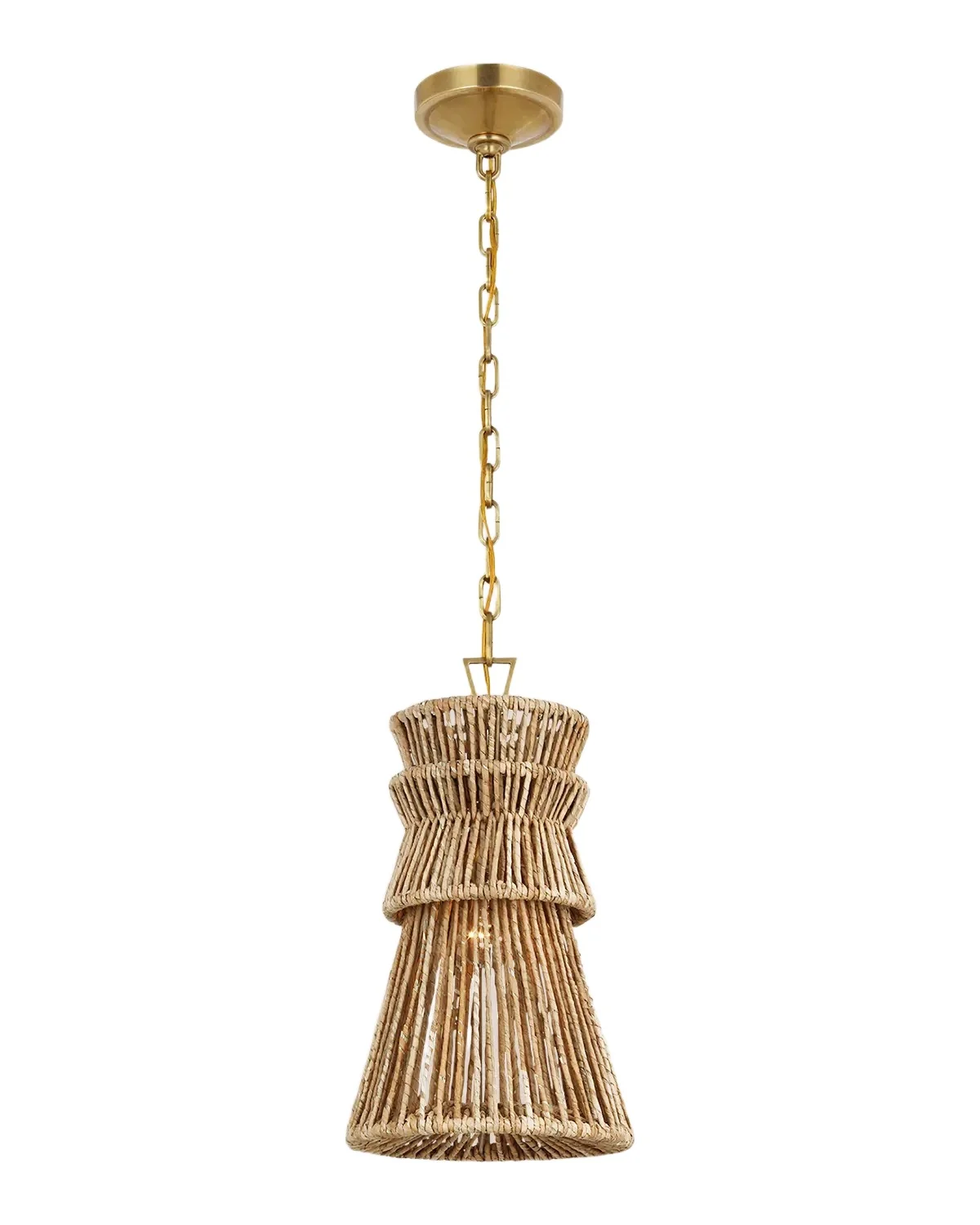 Visual Comfort Signature Antigua 10" Pendant Light in Antiqued Brass & Natural Abaca by Chapman & Myers