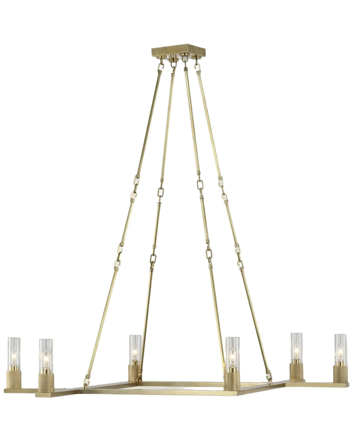 Visual Comfort Signature Beza Antiqued Brass Chandelier, 42"