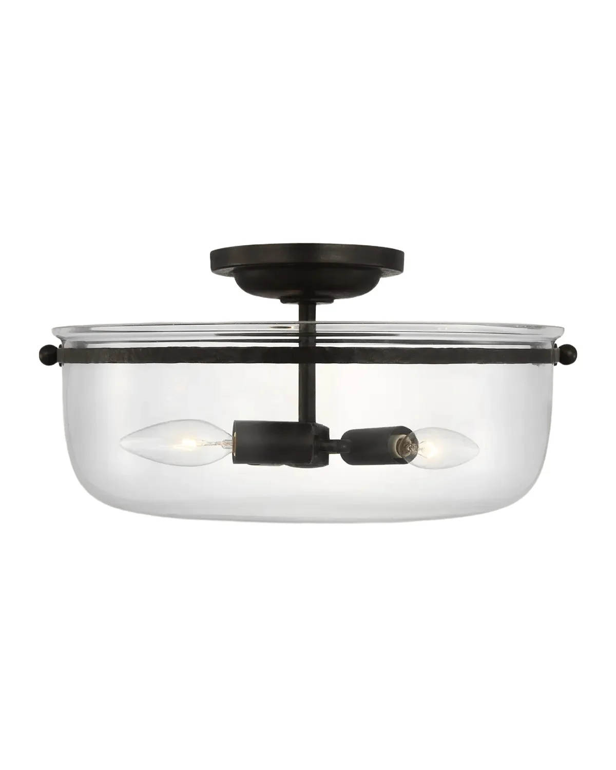 Visual Comfort Signature Lorford Medium Mercury Glass Semi-Flush Mount by Chapman & Myers