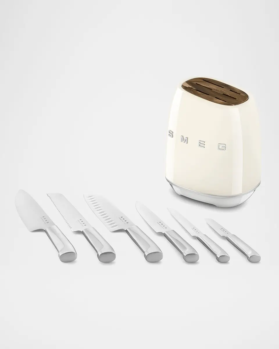 Smeg 7-Piece Knife Block Set, Pastel Blue | Thumbnail 5