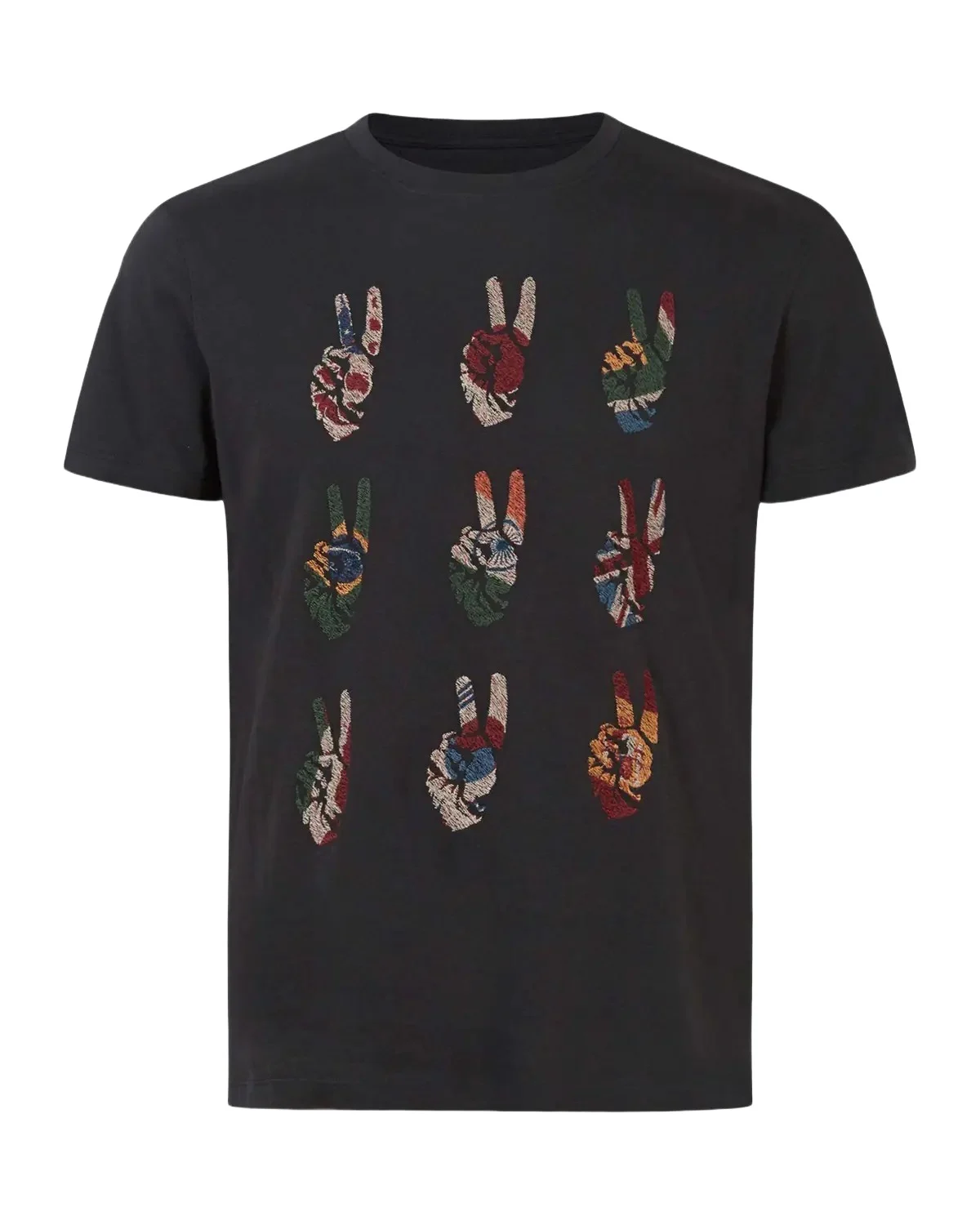 Men's Embroidered Peace Hand Crewneck Tee Men's Embroidered Peace Hand Crewneck Tee