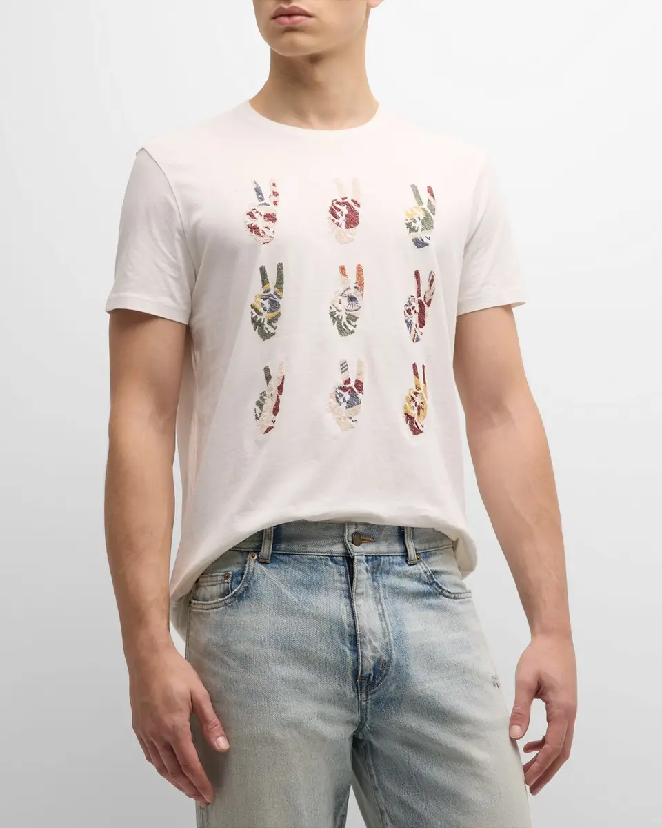 JOHN VARVATOS Men's Multi Peace Hand T-Shirt | Thumbnail 2 JOHN VARVATOS Men's Multi Peace Hand T-Shirt | Thumbnail 2
