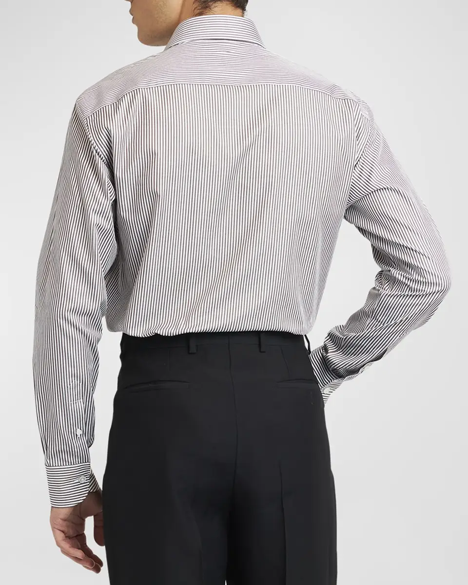 Brioni Men's Cotton Bengal Stripe Dress Shirt | Thumbnail 4 Brioni Men's Cotton Bengal Stripe Dress Shirt | Thumbnail 4