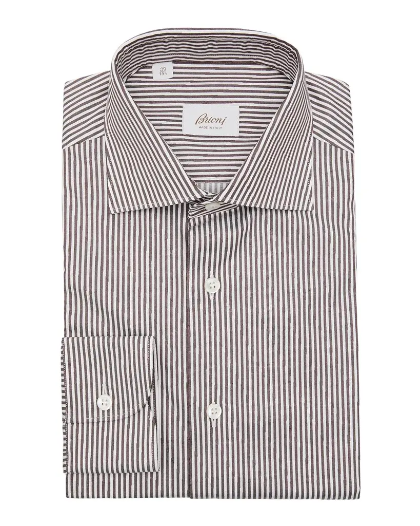 Brioni Men's Cotton Bengal Stripe Dress Shirt | Image 1 Brioni Men's Cotton Bengal Stripe Dress Shirt | Image 1