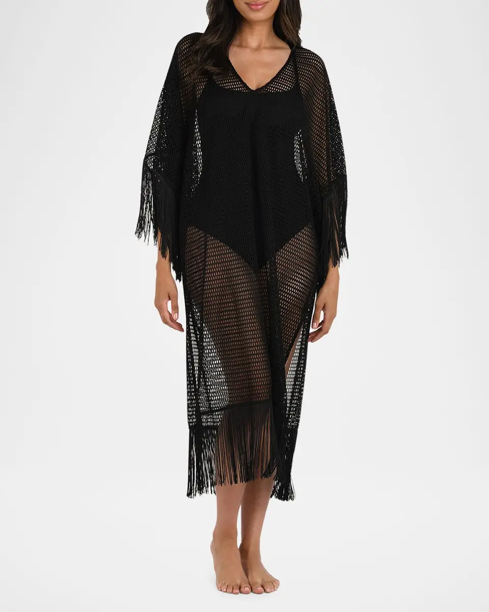 La Blanca Open-Knit Crochet Caftan Coverup | Thumbnail 2