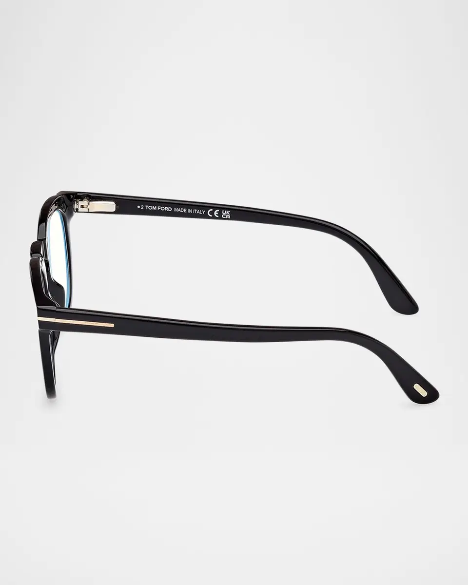 Tom Ford Men's FT5993-BM Round Blue-Block Optical Frames with Magnetic Sunglasses Clip | Thumbnail 4 Tom Ford Men's FT5993-BM Round Blue-Block Optical Frames with Magnetic Sunglasses Clip | Thumbnail 4