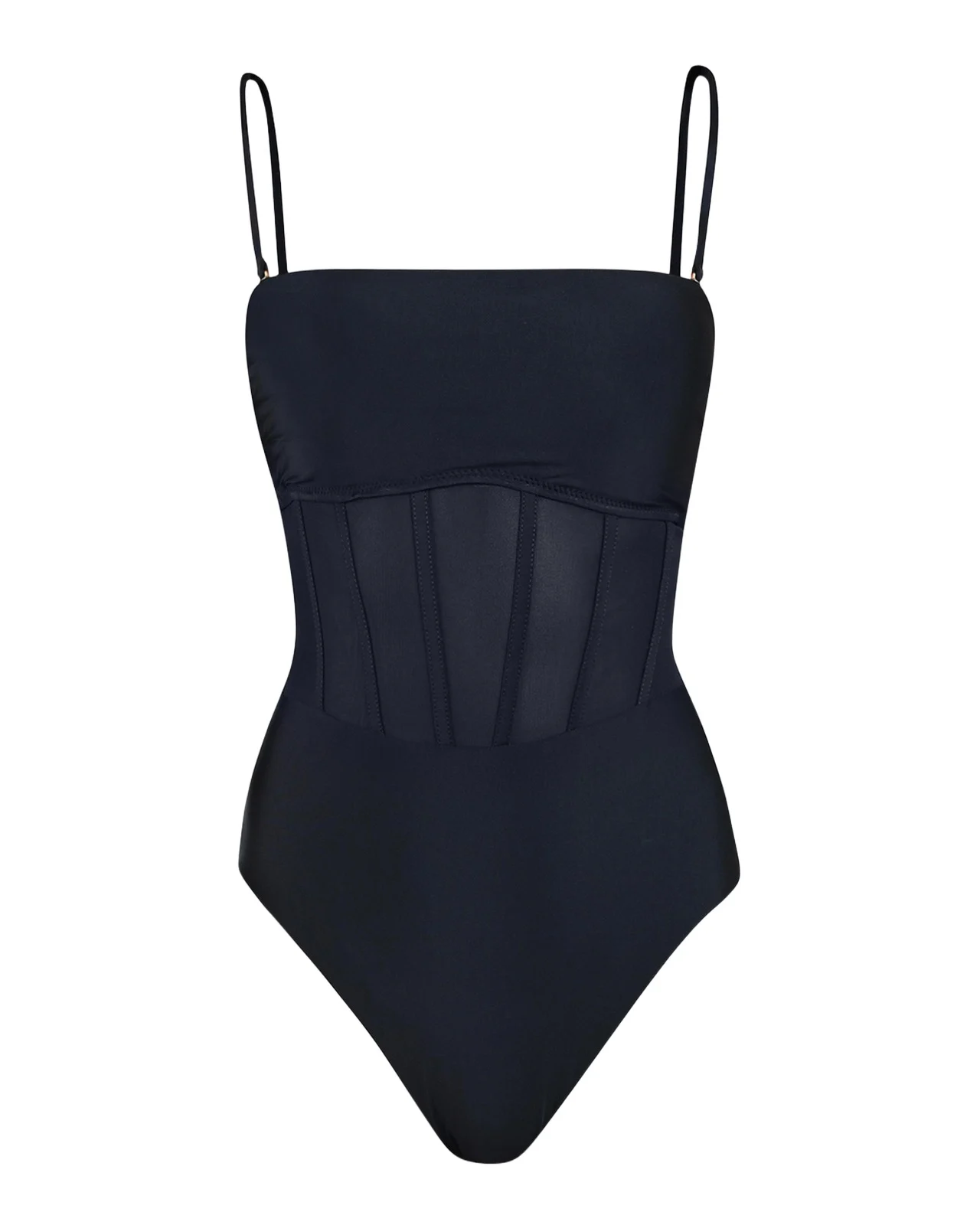 Solid Mesh Bandeau One-Piece Swimsuit Solid Mesh Bandeau One-Piece Swimsuit