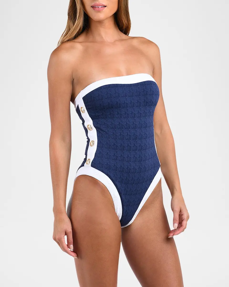 L'Agence Tory Colorblock Chic Bandeau One-Piece Swimsuit | Thumbnail 4 L'Agence Tory Colorblock Chic Bandeau One-Piece Swimsuit | Thumbnail 4