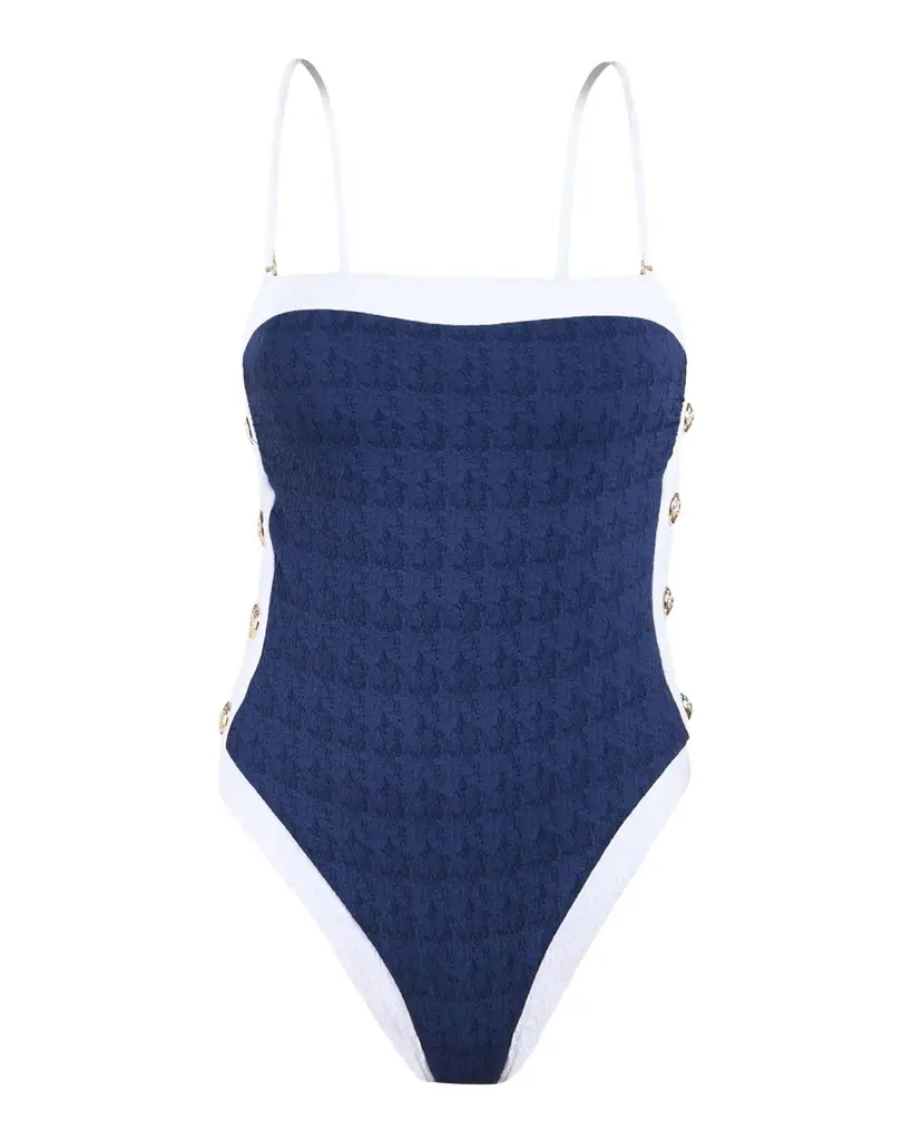 Tory Colorblock Chic Bandeau One-Piece Swimsuit