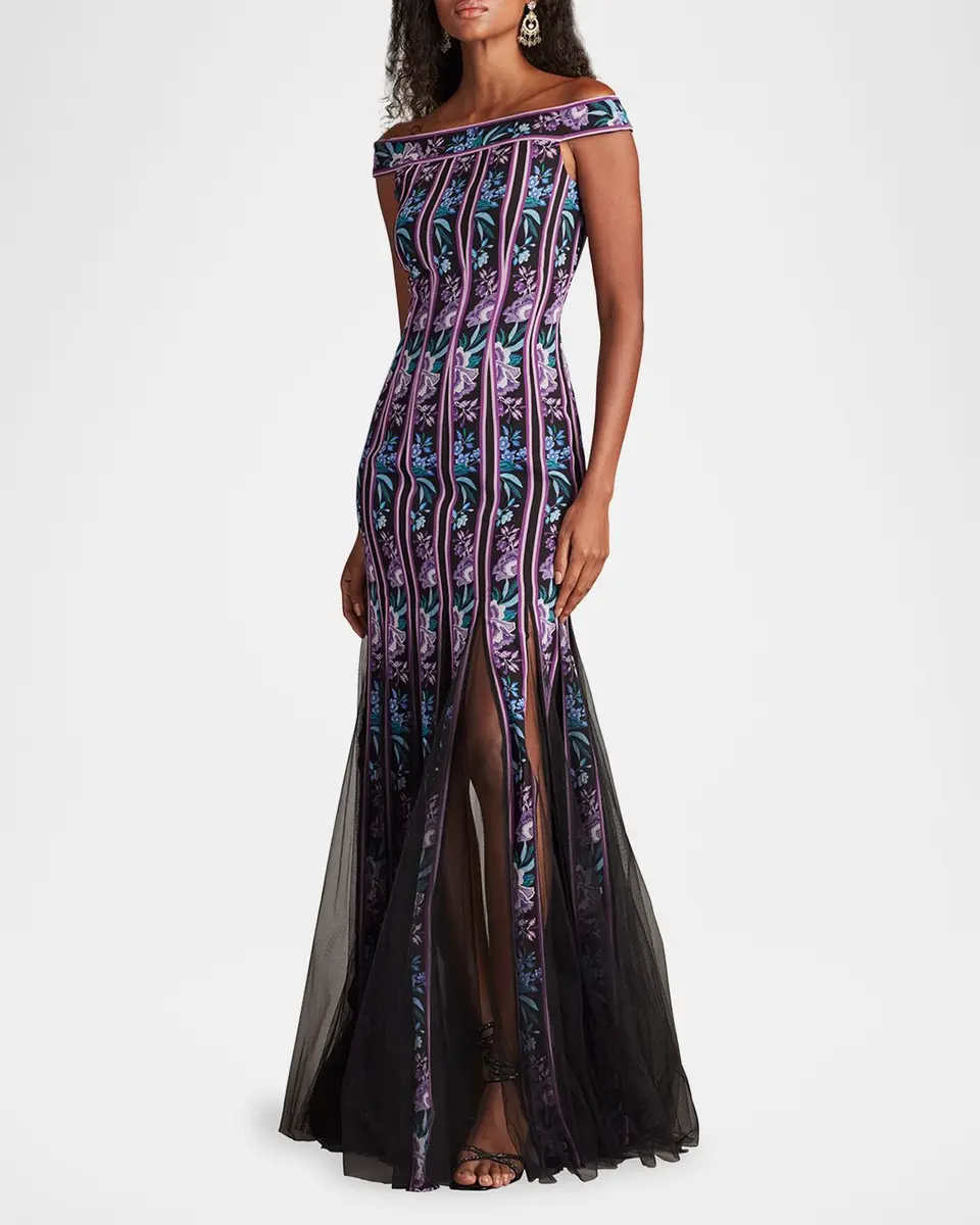 Tadashi Shoji Off-Shoulder Godet Gown | Thumbnail 2 Tadashi Shoji Off-Shoulder Godet Gown | Thumbnail 2