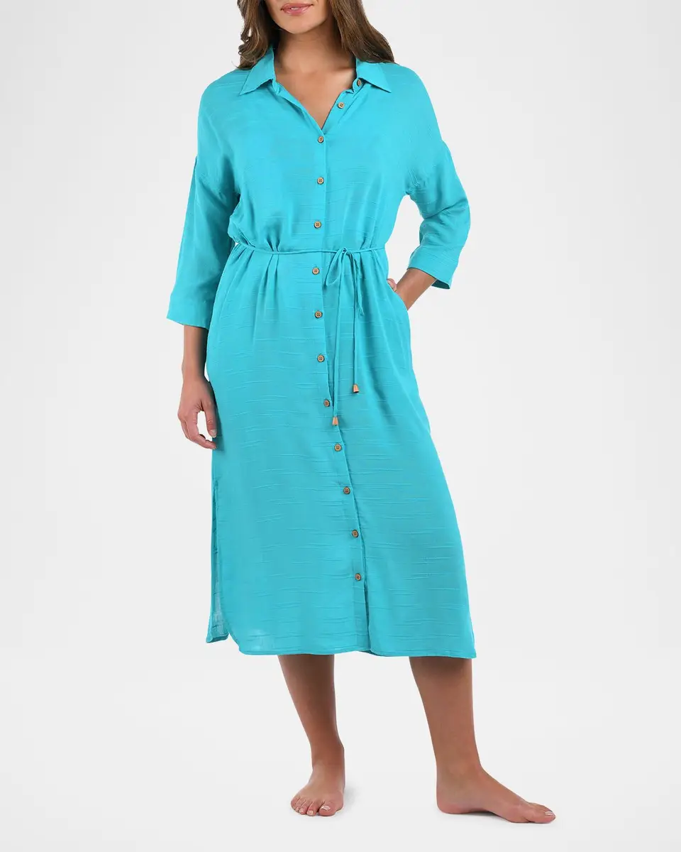 La Blanca Sea Cove Midi Shirtdress Coverup | Thumbnail 2