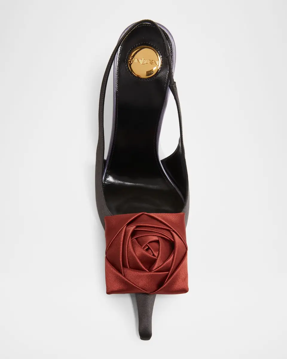 Saint Laurent 110mm Amalia Satin Slingback Pumps | Thumbnail 3