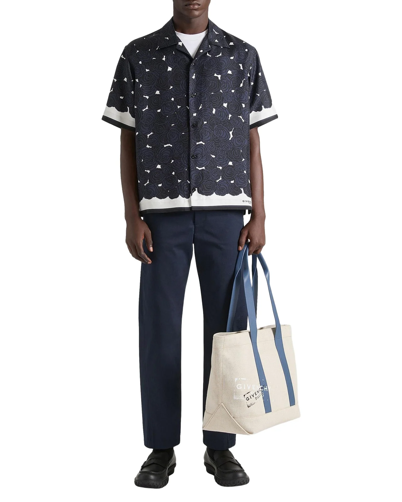 Givenchy Men's Roses Boxy-Fit Silk Bowling Shirt