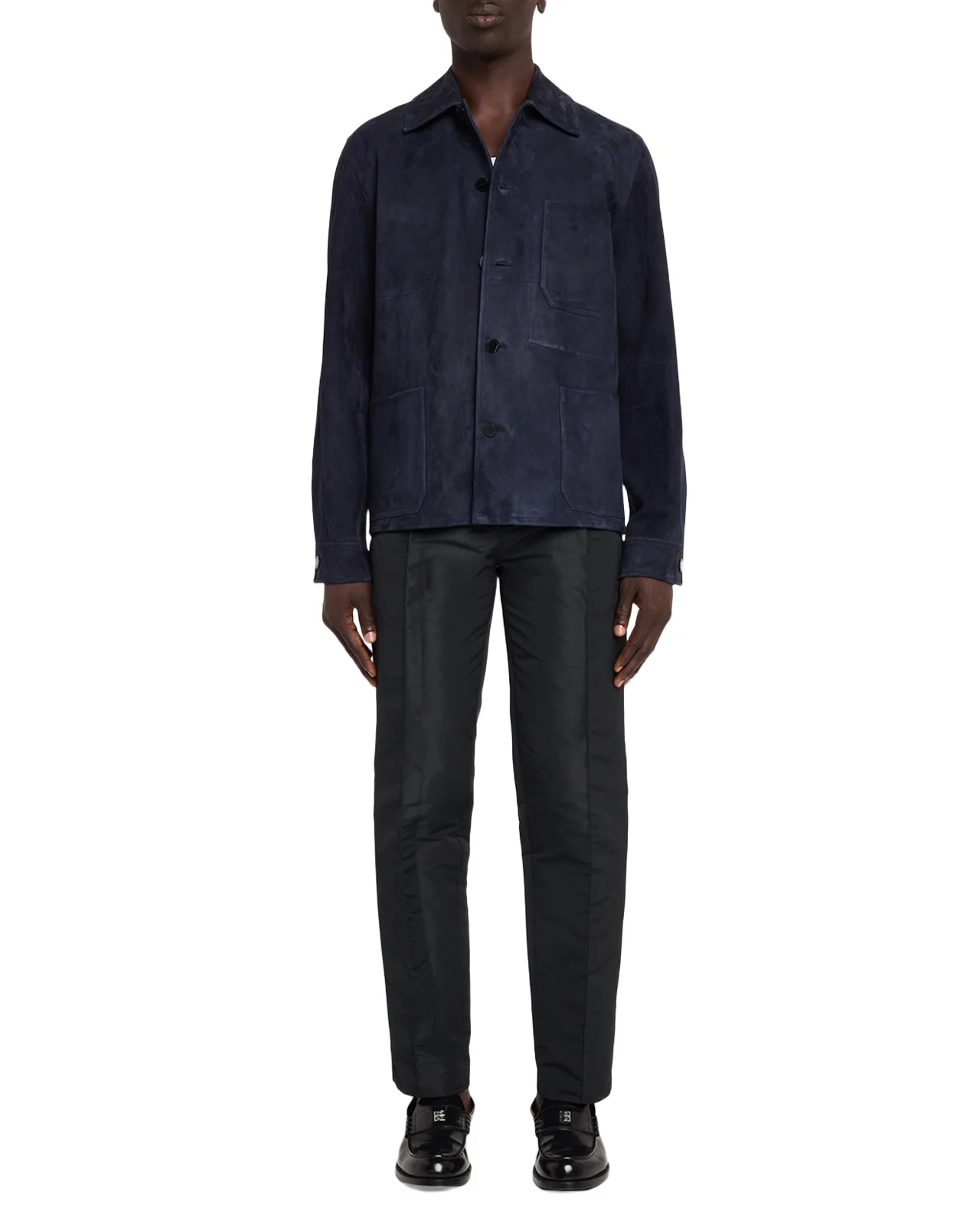 Givenchy Men's Leather Patch-Pocket Shirt Jacket