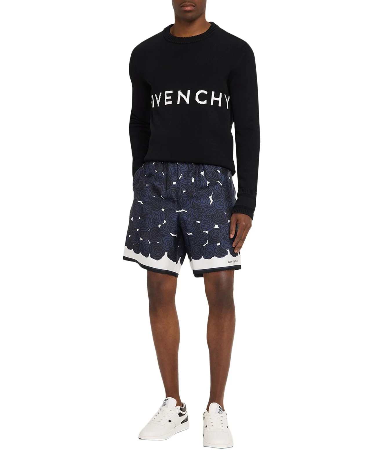 Givenchy Men's Silk Rose-Print Pull-On Shorts