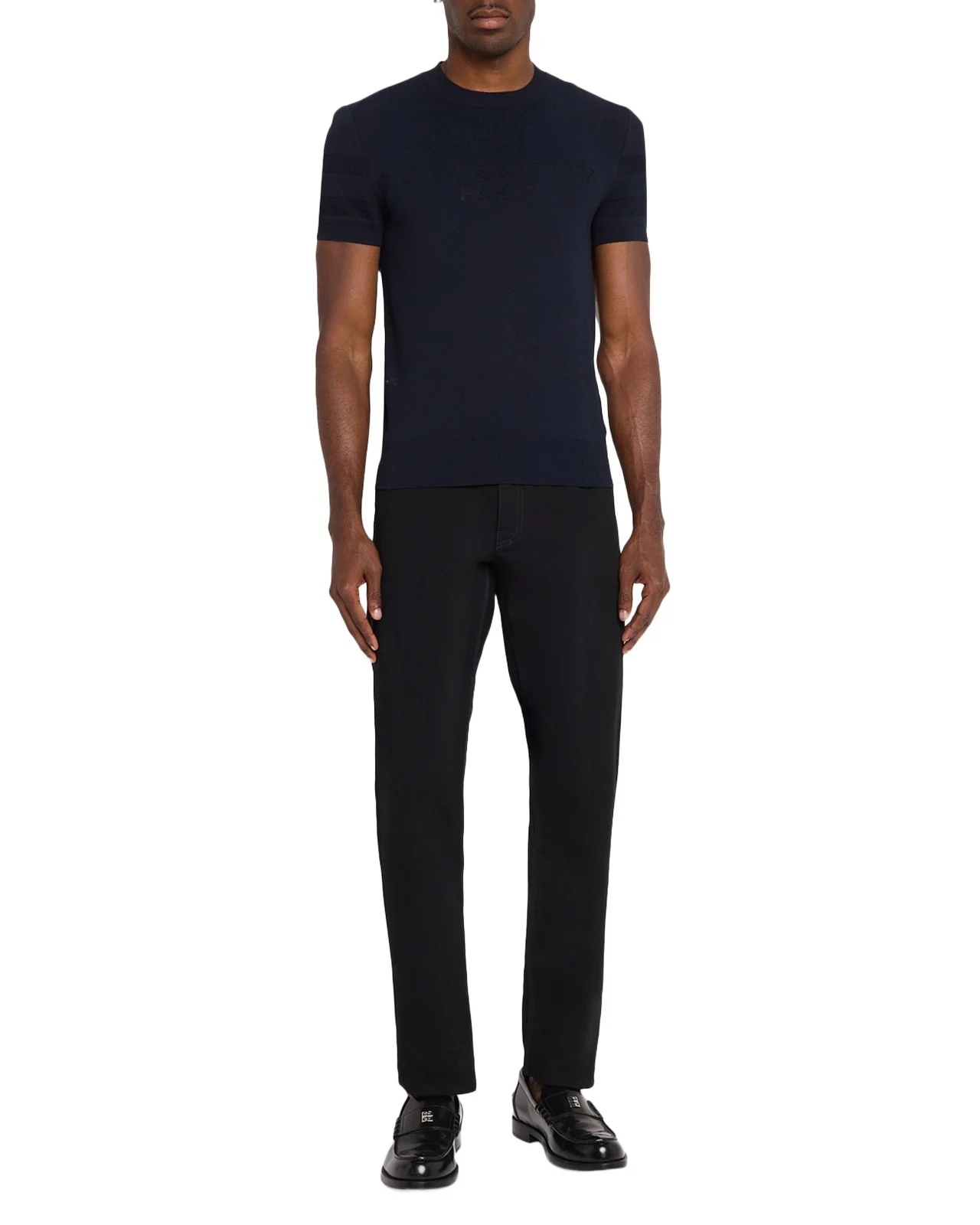 Givenchy Men's Mesh Logo Knit Short-Sleeve Crewneck Sweater