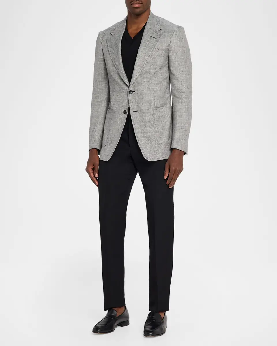 Tom Ford Men's Shelton Wool and Linen Chevron Sport Coat | Thumbnail 2 Tom Ford Men's Shelton Wool and Linen Chevron Sport Coat | Thumbnail 2