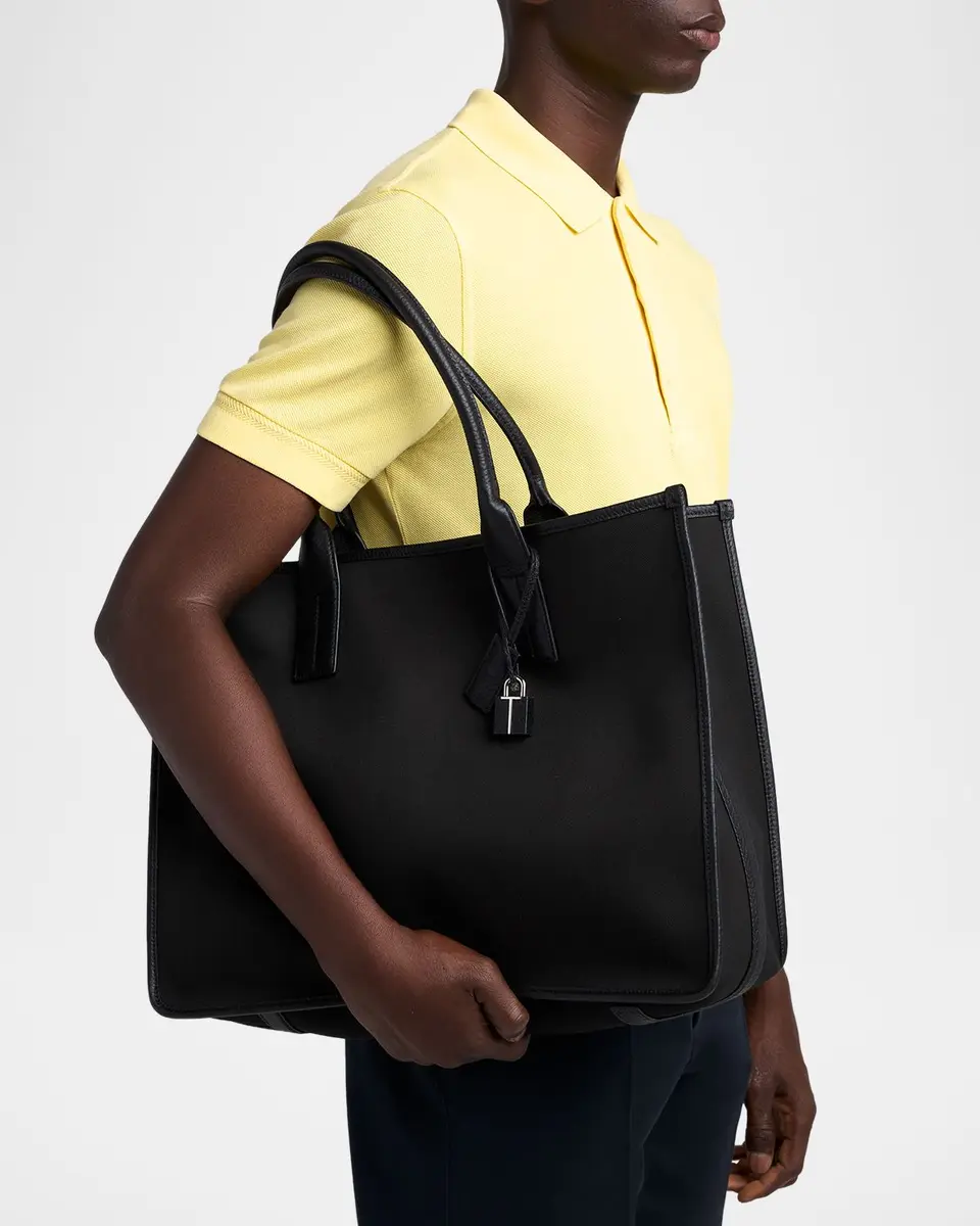 Tom Ford Men's Canvas and Leather East-West Tote Bag | Thumbnail 2 Tom Ford Men's Canvas and Leather East-West Tote Bag | Thumbnail 2
