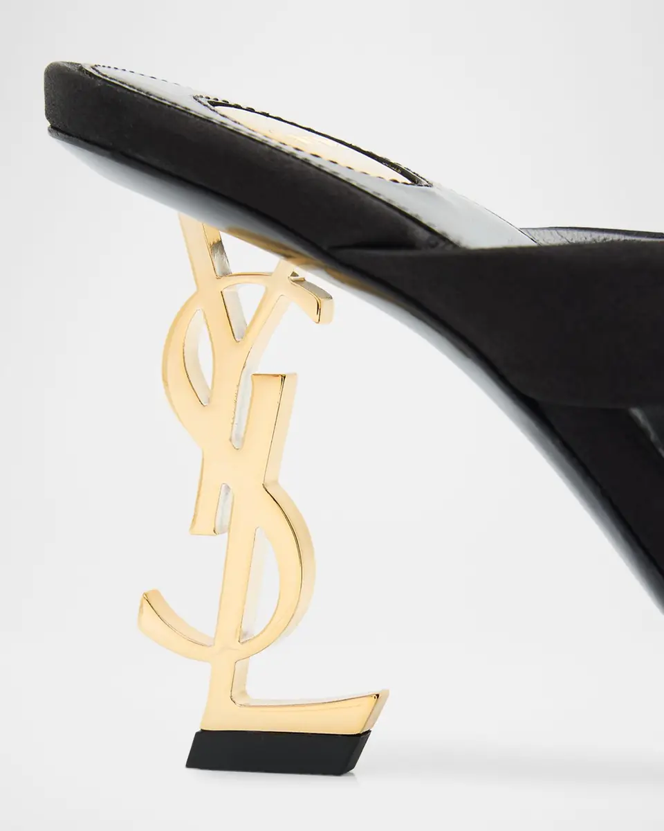 Saint Laurent 85mm Opyum YSL Satin Thong Sandals with Golden Hardware | Thumbnail 2 Saint Laurent 85mm Opyum YSL Satin Thong Sandals with Golden Hardware | Thumbnail 2