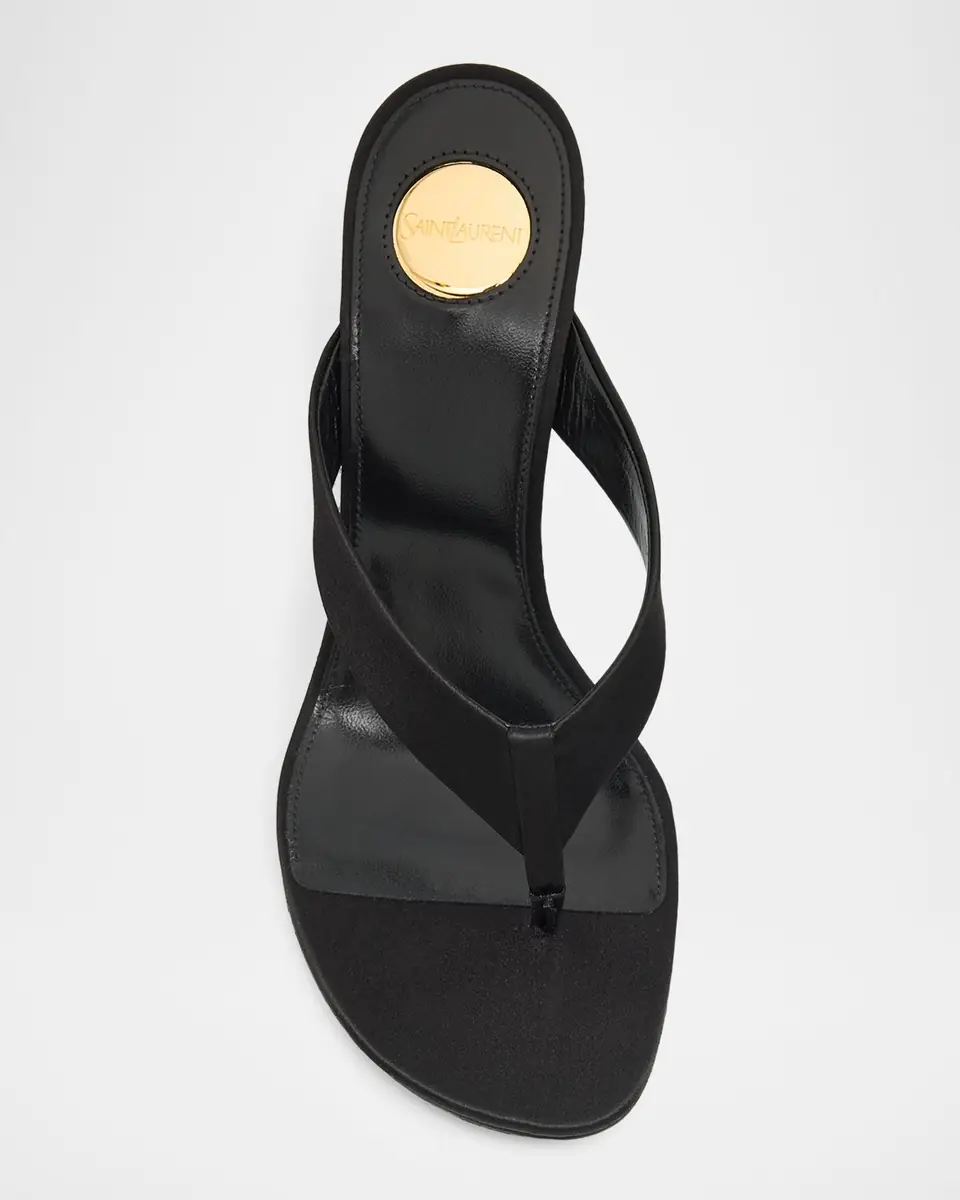 Saint Laurent 85mm Opyum YSL Satin Thong Sandals with Golden Hardware | Thumbnail 3 Saint Laurent 85mm Opyum YSL Satin Thong Sandals with Golden Hardware | Thumbnail 3