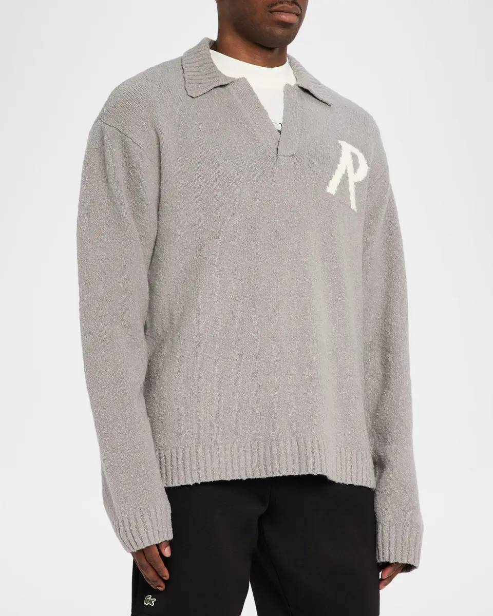 Represent Men's Knitted Boucle Polo Sweater | Thumbnail 4 Represent Men's Knitted Boucle Polo Sweater | Thumbnail 4