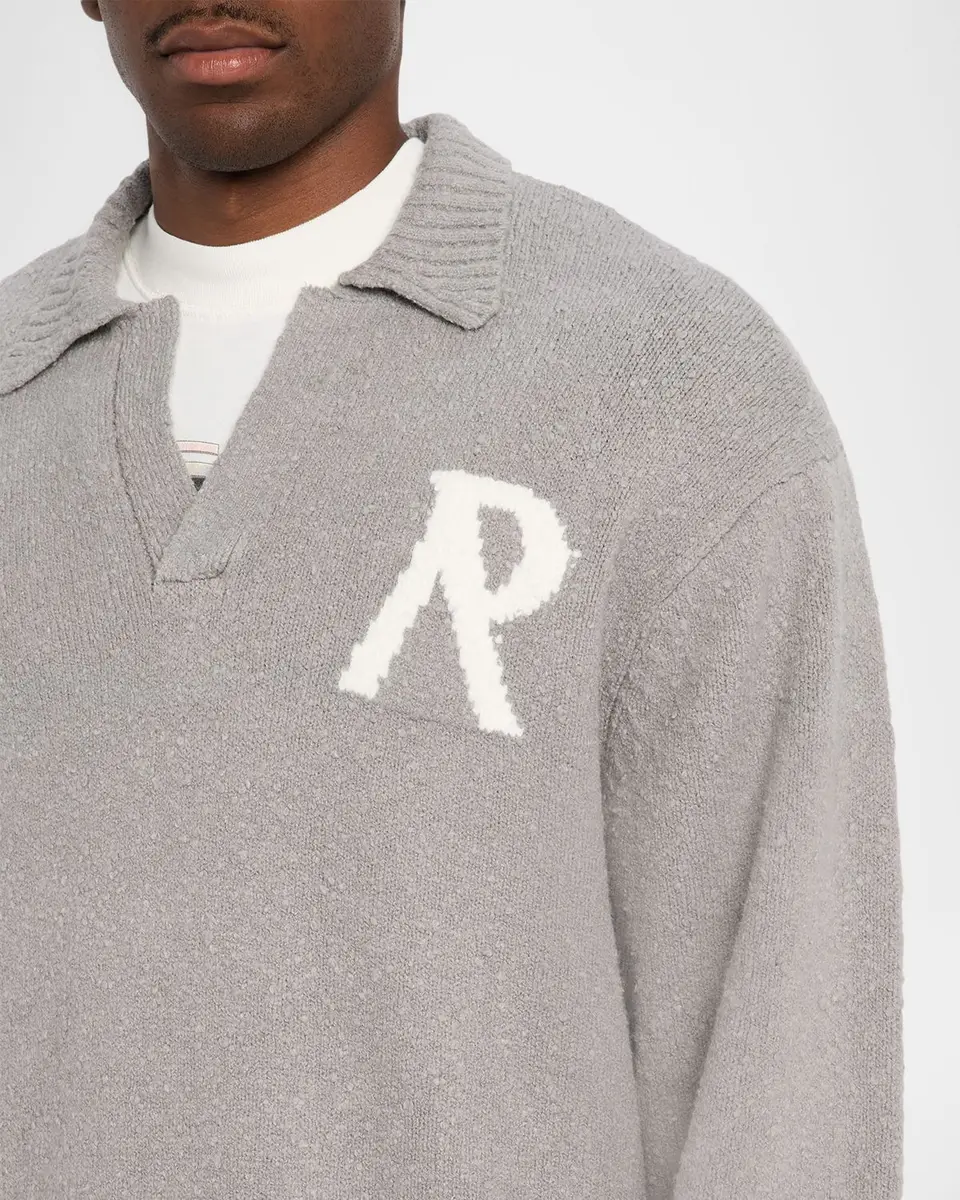 Represent Men's Knitted Boucle Polo Sweater | Thumbnail 5 Represent Men's Knitted Boucle Polo Sweater | Thumbnail 5