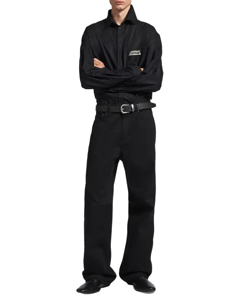 Men's Black Denim Wide-Leg Jeans Men's Black Denim Wide-Leg Jeans