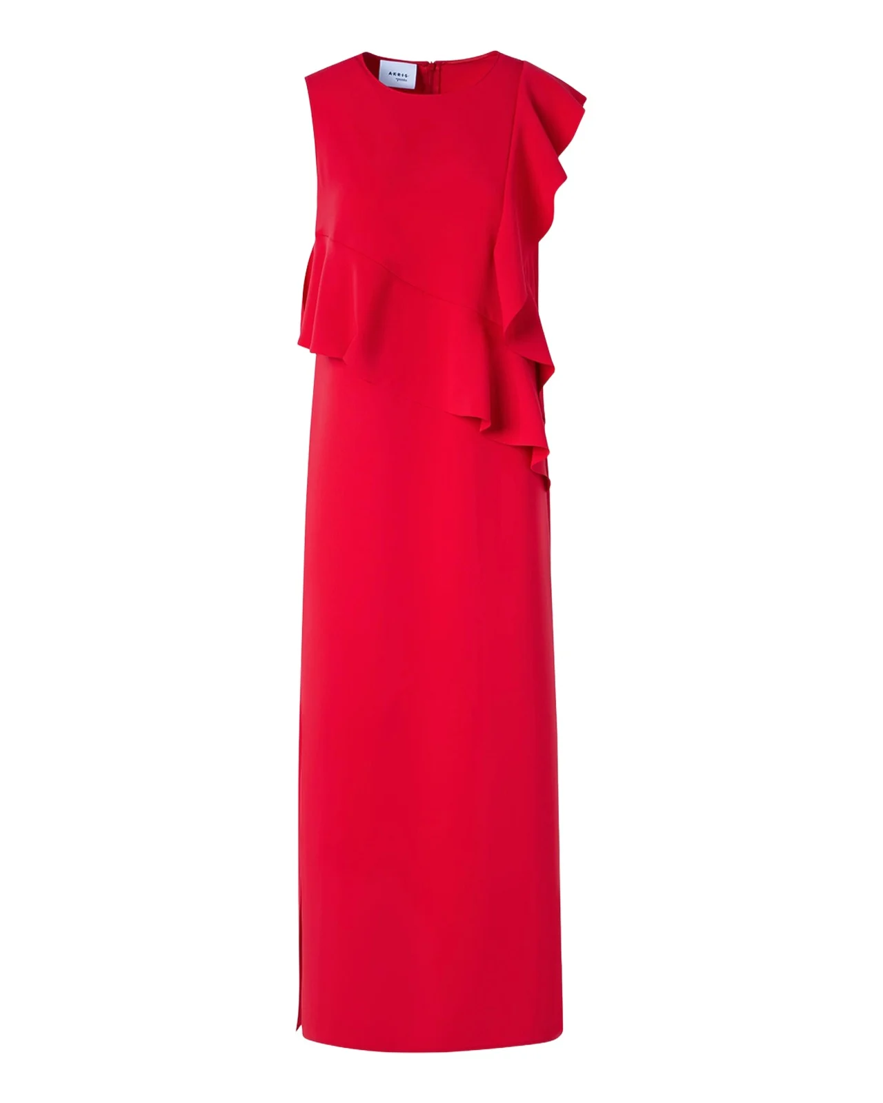 Sleeveless Flounce-Detail Tunic Midi Dress
